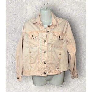 Share Chico’s Women's Sm/Med Pink Ombre Button Front Denim Trucker Jacket